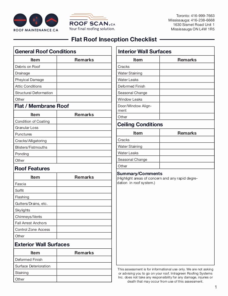 Commercial Property Inspection Checklist Template Best Of Flat Roof Inspection Checklist