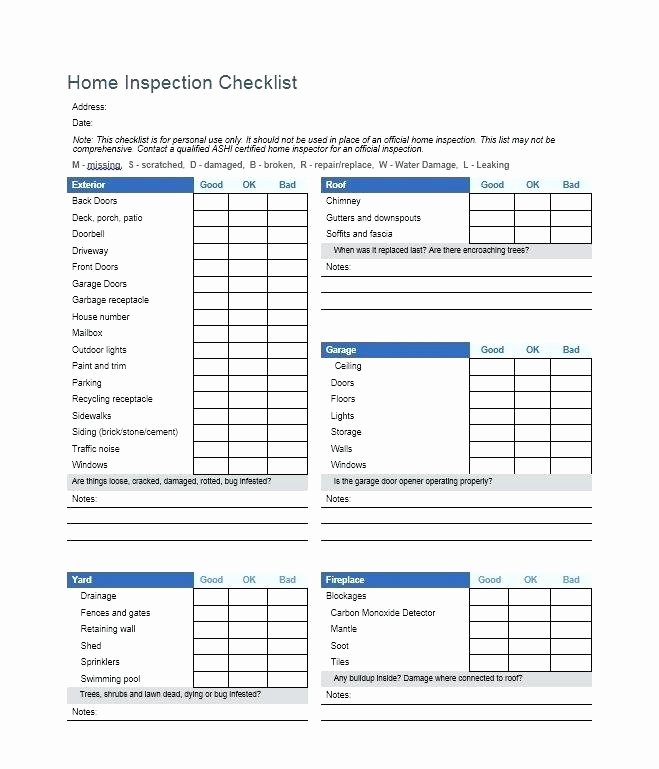 Commercial Property Inspection Checklist Template Inspirational Home Inspection Checklist Template Printable Foster Home