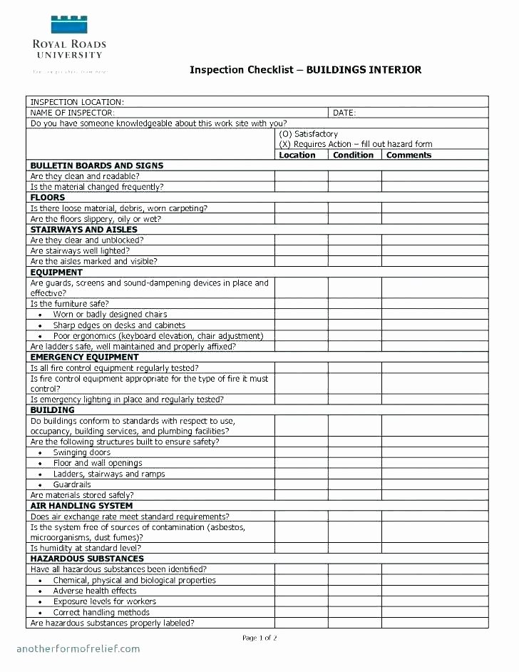 Commercial Property Inspection Checklist Template Lovely Mercial Property Maintenance Checklist Template