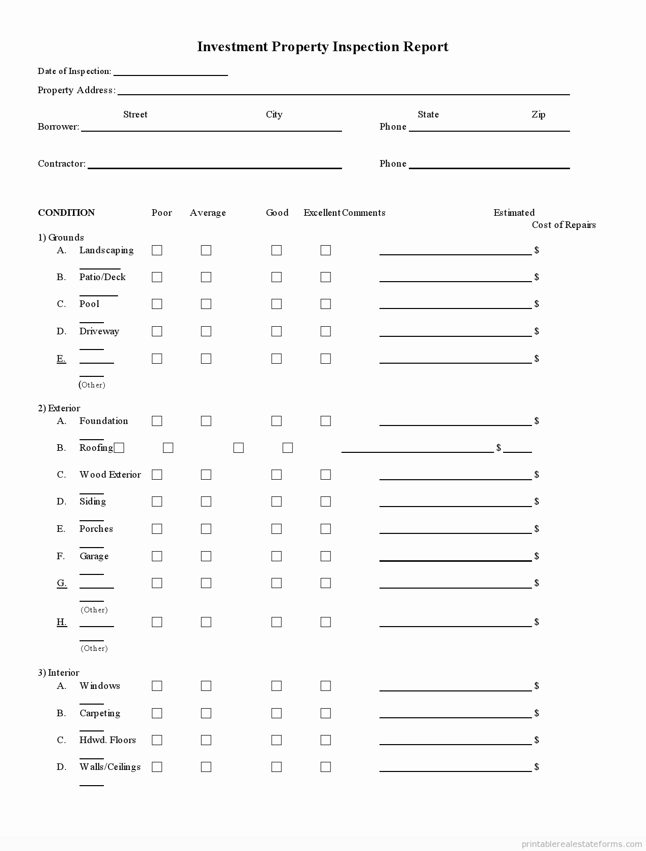 Commercial Property Inspection Checklist Template Luxury Free Printable Investment Property Inspection Report