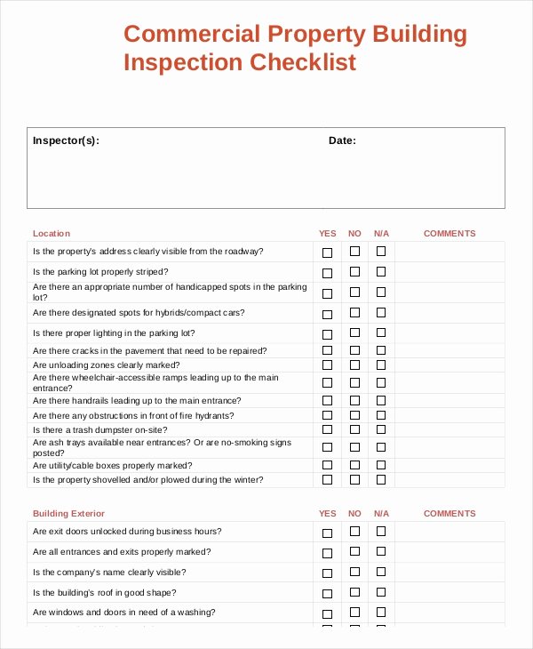 Commercial Property Inspection Checklist Template Unique 41 Checklist Templates
