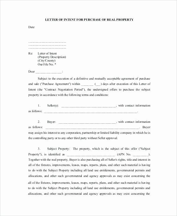 Commercial Real Estate Loi Template Inspirational Sample Letter Intent Real Estate Loi Template