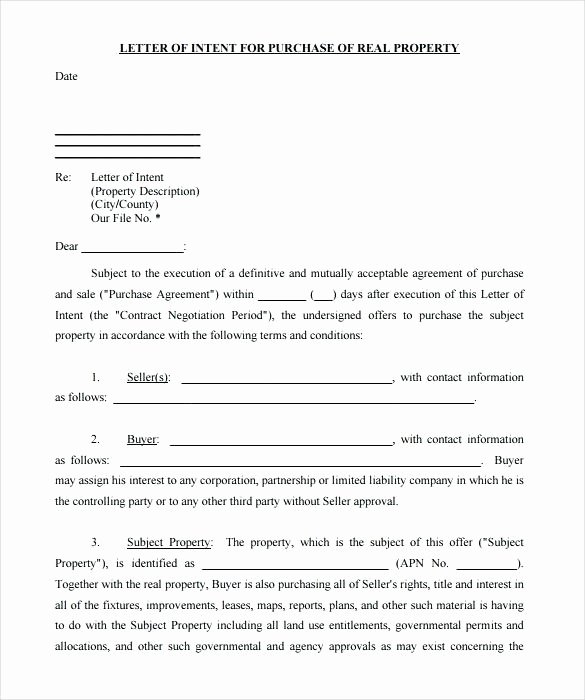 Commercial Real Estate Loi Template New Sample Letter Intent Real Estate Loi Template