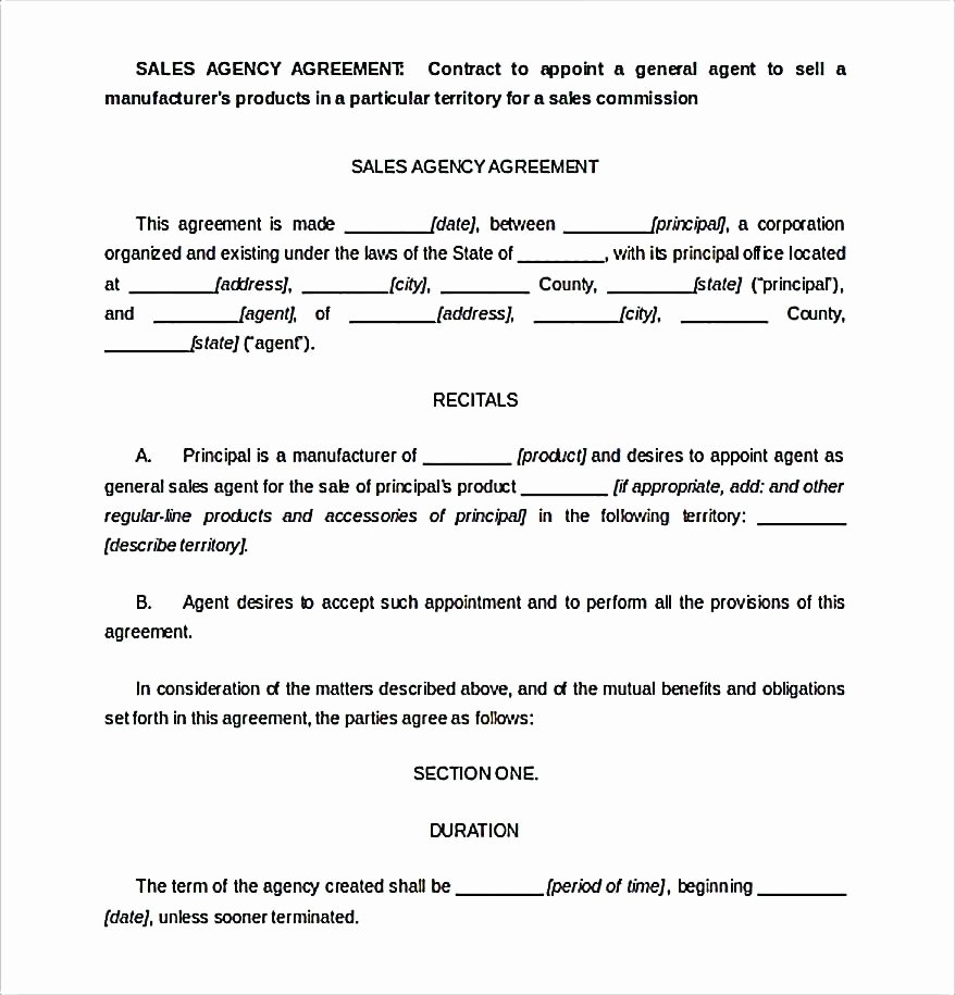 Commission Sales Agreement Template Free Unique Template Mission Agreement Template