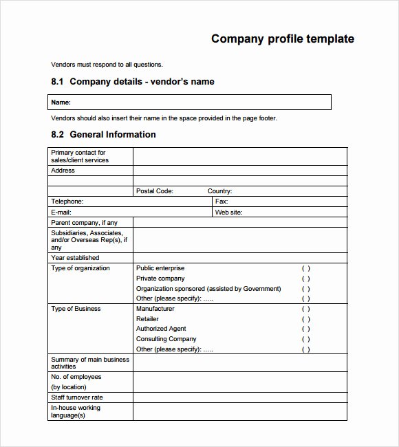 Company Info Sheet Template Awesome 8 Pany Profile Sample – Free Examples &amp; format