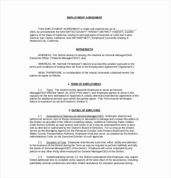 Compensation Agreement Template Free Fresh Employment Agreement Samples