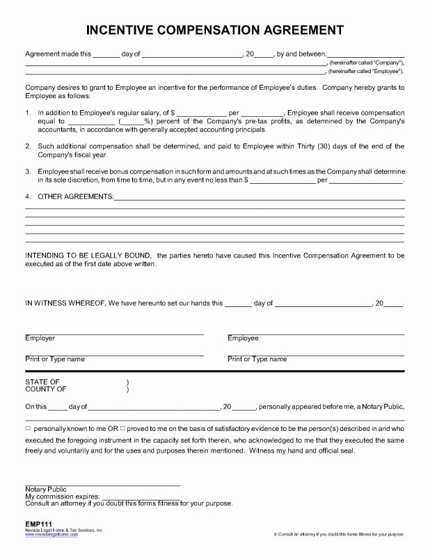 Compensation Agreement Template Free Lovely Pensation Agreement