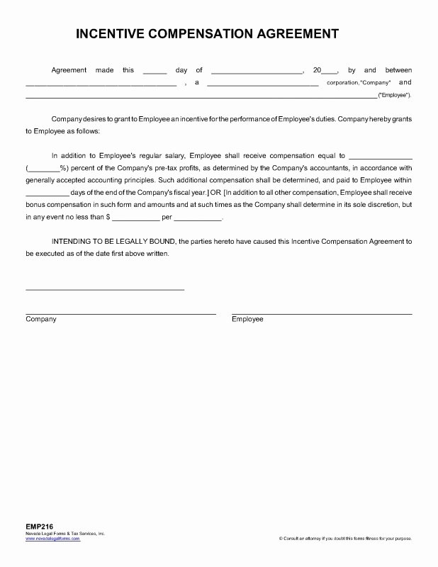 Compensation Agreement Template Free Luxury Pensation Agreement