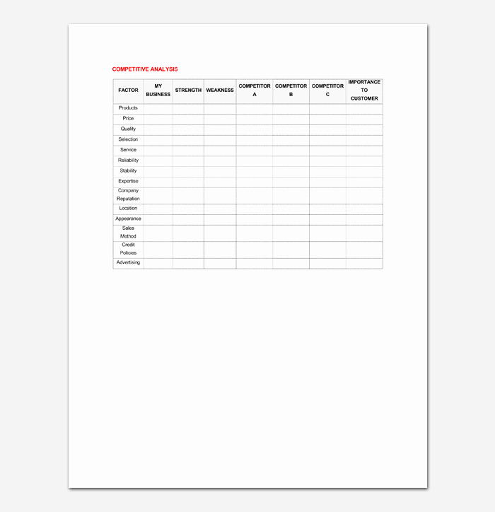 Competitive Analysis Template Excel Fresh Petitive Analysis Template 7 for Word Excel &amp; Pdf