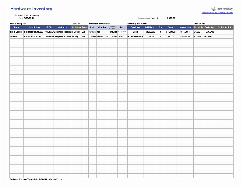 Computer Hardware Inventory Excel Template Elegant Free software Inventory Tracking Template for Excel