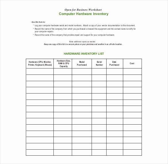 Computer Inventory Excel Template Awesome 20 Inventory form Templates – Free Sample Example