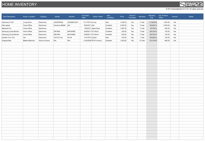 Computer Inventory Excel Template New Home Inventory Spreadsheet