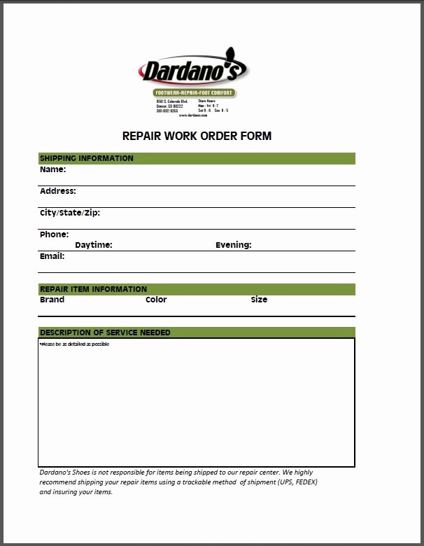 Computer Repair Work order Template Inspirational Work order forms Cake Ideas and Designs