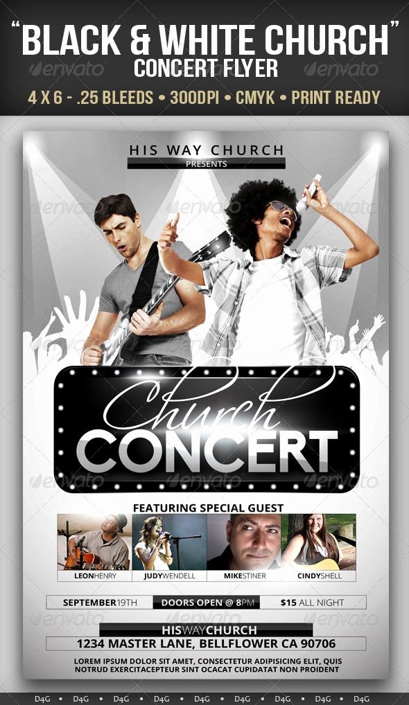 Concert Flyer Template Psd Best Of Black &amp; White Church Concert Flyer — Shop Psd Black