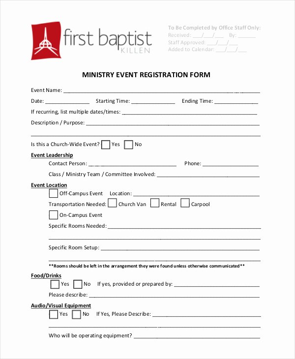 Conference Registration form Template Word New Church event Registration form Template Templates