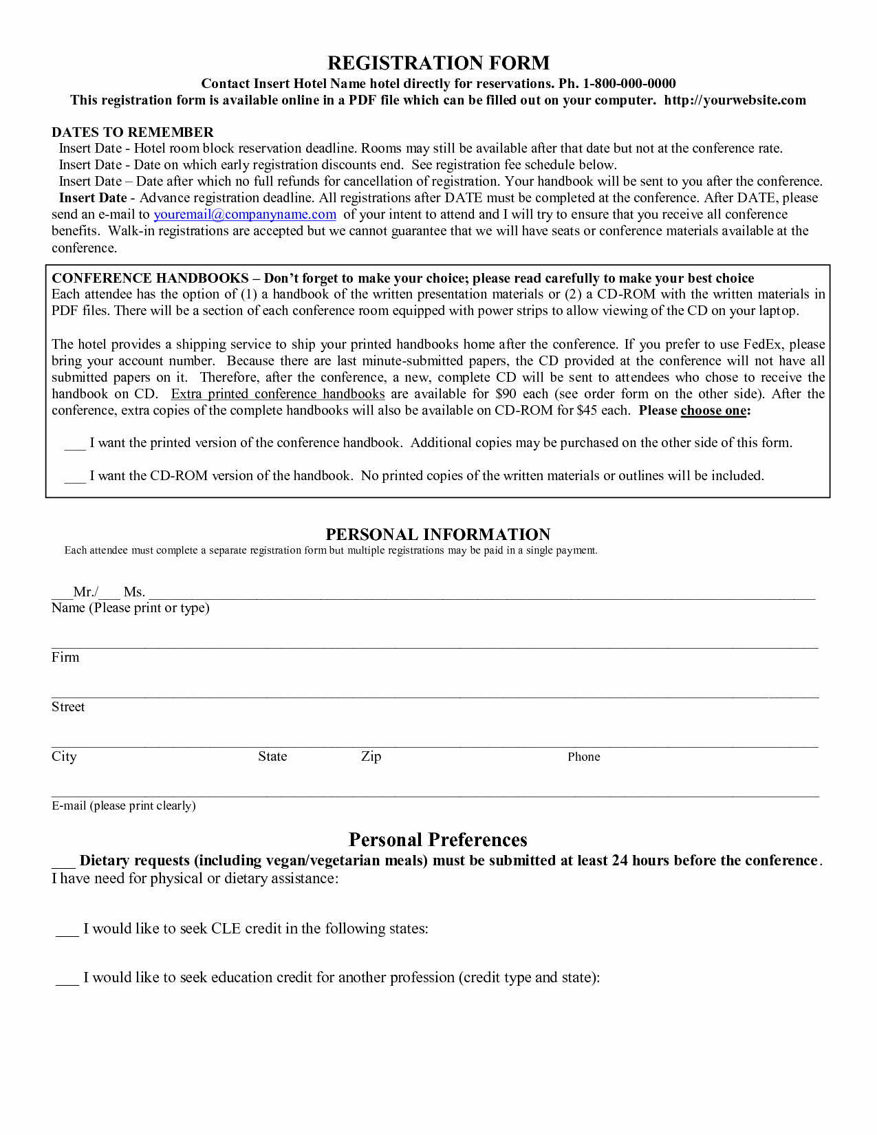 Conference Registration form Template Word New Registration form Template
