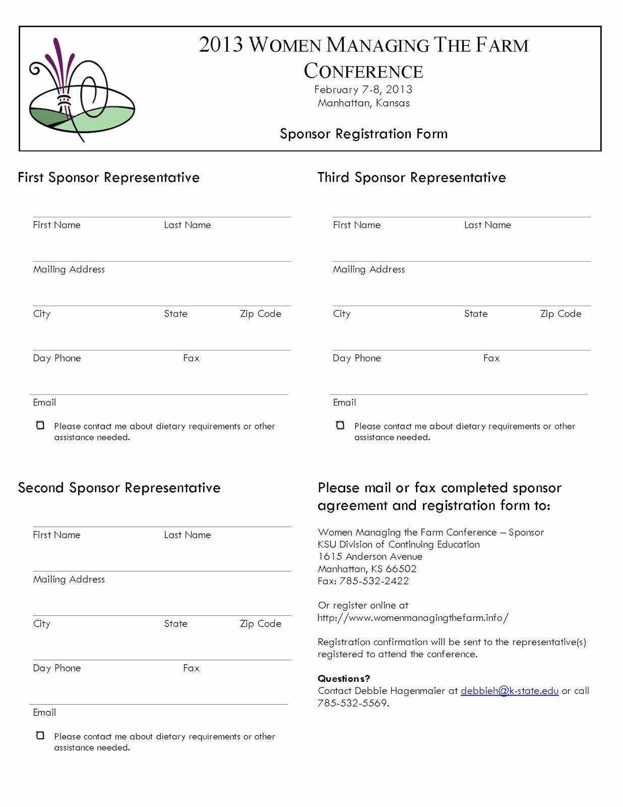Conference Registration forms Template Awesome Women Managing the Farm Conference Kansas Sponsorship