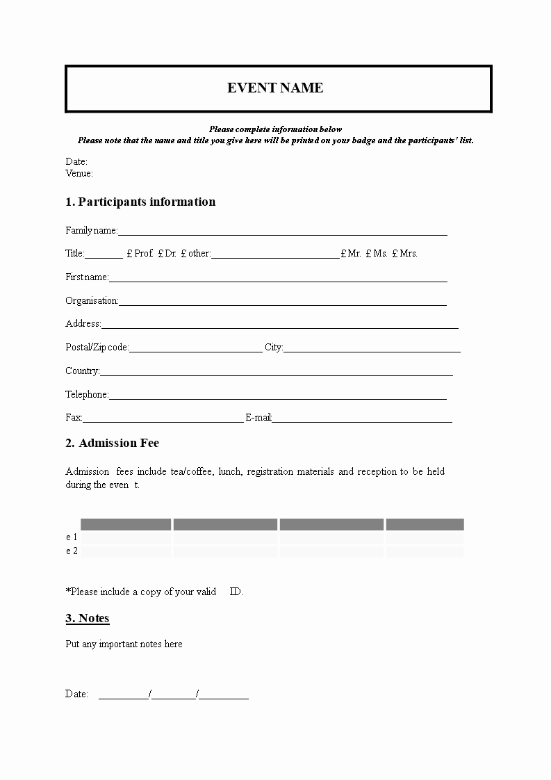 Conference Registration forms Template Best Of Free event Registration form Template