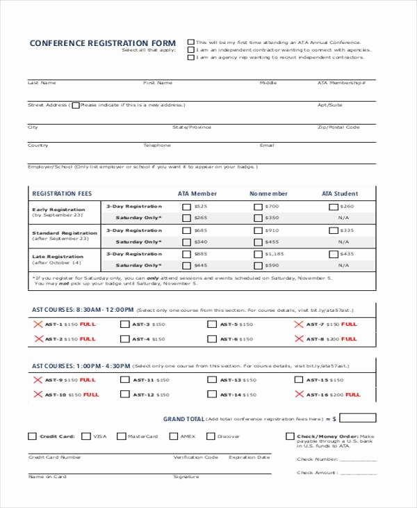 Conference Registration forms Template Luxury Registration form Templates