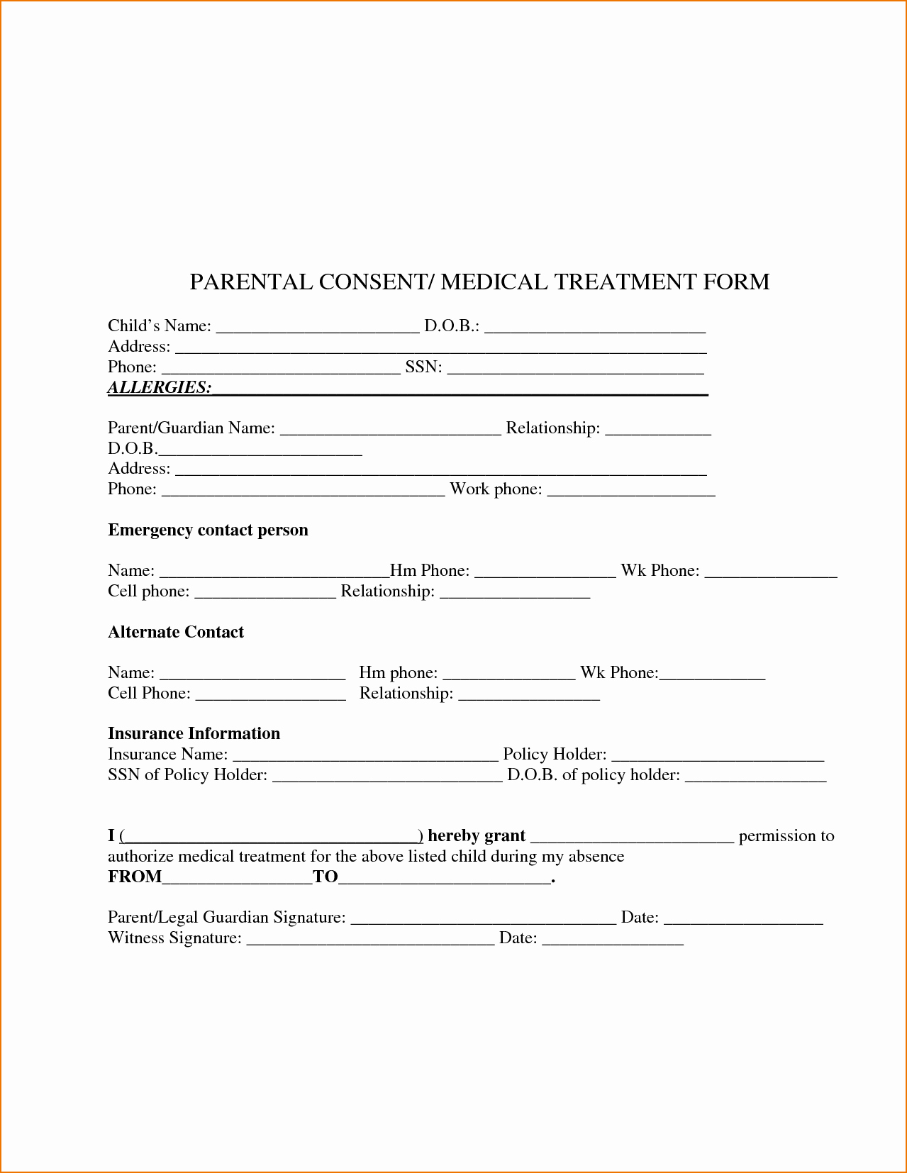 Consent to Treat form Template Best Of 3 Consent for Treatment form