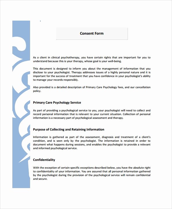 Consent to Treat form Template Fresh 8 Psychology Consent forms