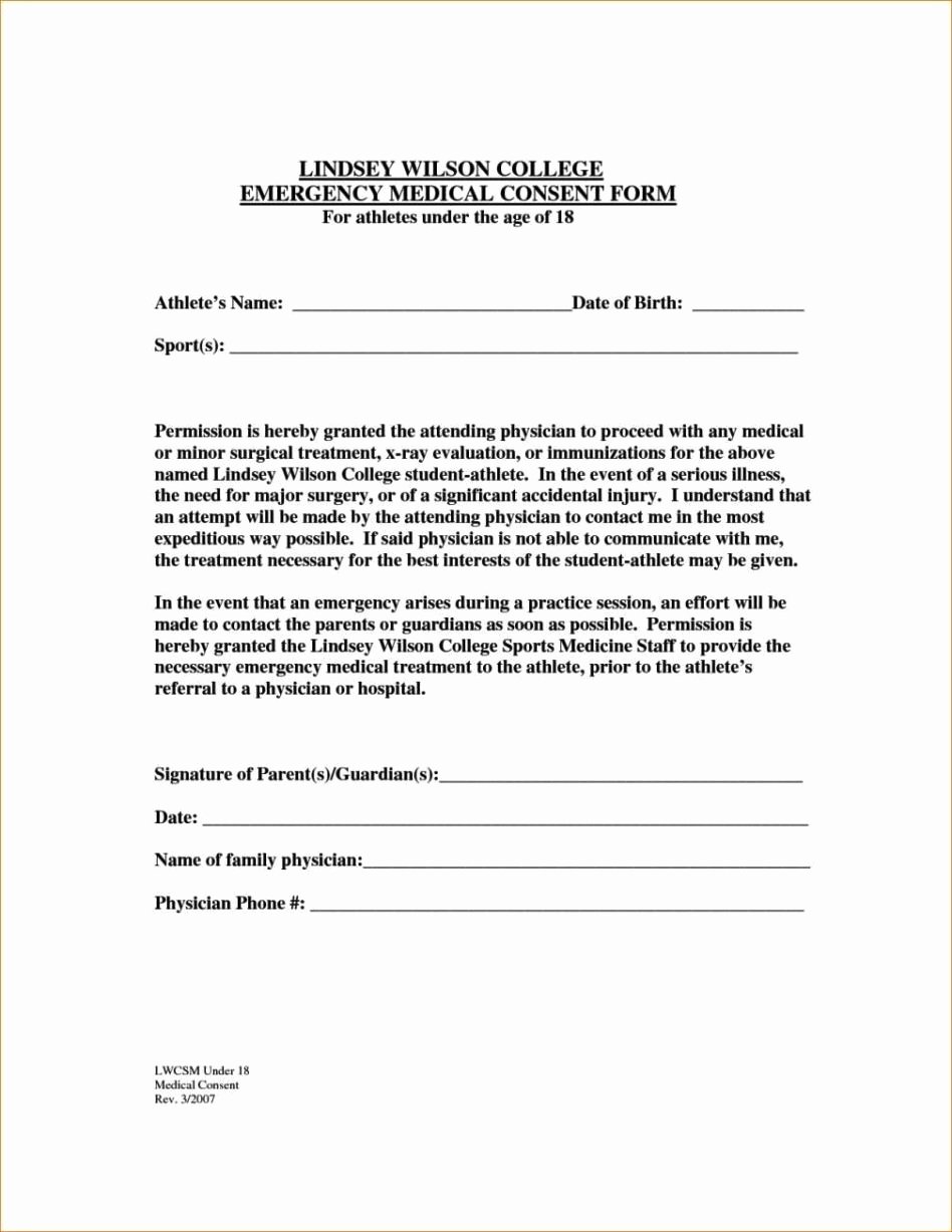 Consent to Treat form Template Lovely Medical Treatment Authorization and Consent form Template