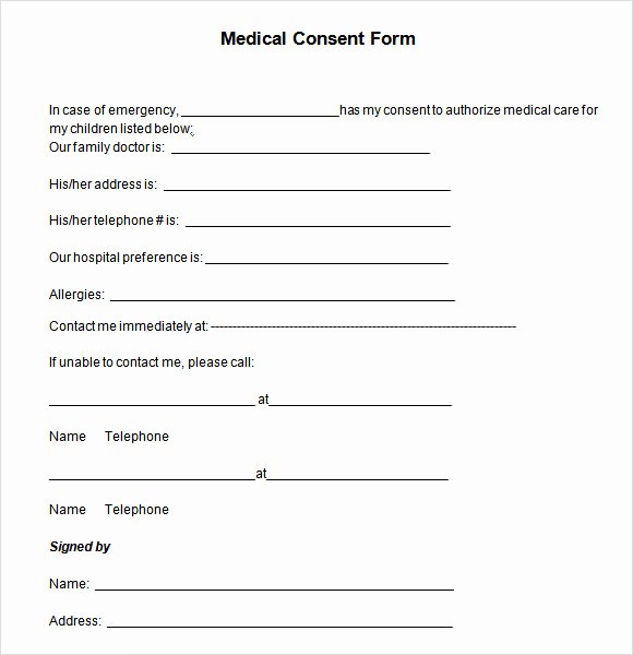 Consent to Treat form Template Luxury 7 Sample Medical Consent forms to Download