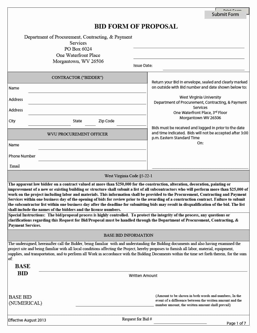 Construction Bid Proposal Template Awesome 31 Construction Proposal Template &amp; Construction Bid forms