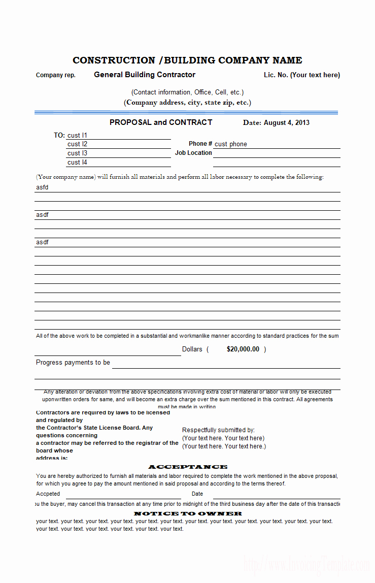 Construction Bid Proposal Template Awesome Construction Proposal Template