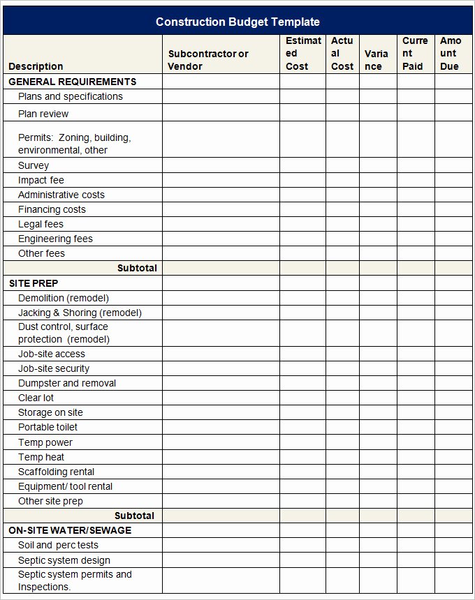 Construction Budget Template Excel Best Of 14 Construction Bud Templates Doc Pdf Excel
