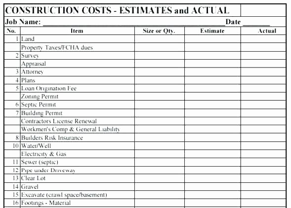 Construction Cost Estimate Template Excel Fresh Estimate Sheet Templates Free – Mechanic Quote Template
