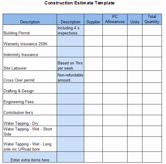 Construction Cost Estimate Template Inspirational the top 6 Free Construction Estimate Templates Capterra Blog