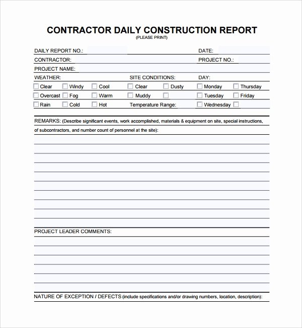 Construction Daily Log Template Beautiful 21 Daily Work Report Templates