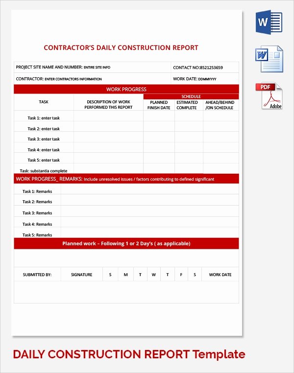 Construction Daily Log Template Lovely 21 Daily Work Report Templates