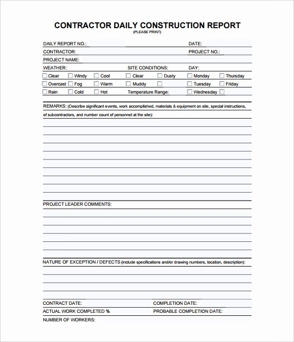 Construction Daily Report Template Awesome Daily Construction Report Template – 25 Free Word Pdf