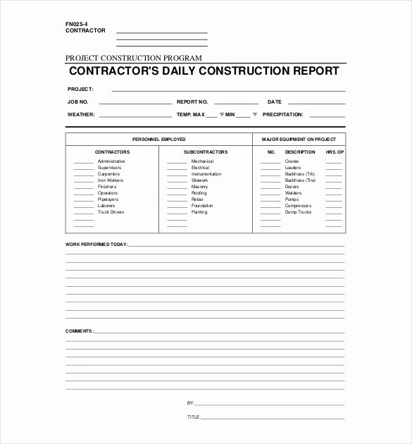Construction Daily Report Template Beautiful Daily Report Template Daily Report format