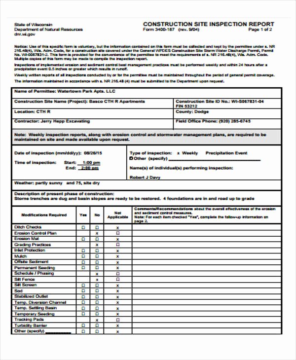 Construction Daily Report Template Elegant 16 Sample Construction Report Templates Word Docs
