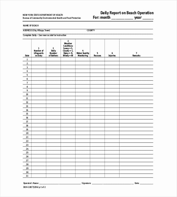 Construction Daily Report Template Excel Lovely 64 Daily Report Templates Pdf Docs Excel