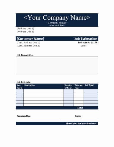 Construction Estimate Template Word New 11 Job Estimate Templates and Work Quotes [excel Word]