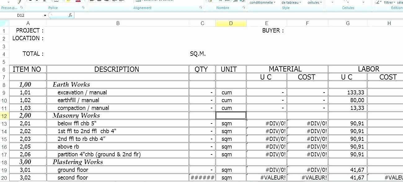Construction Estimating Spreadsheet Template Inspirational software Cost Estimation Template – Flybymedia
