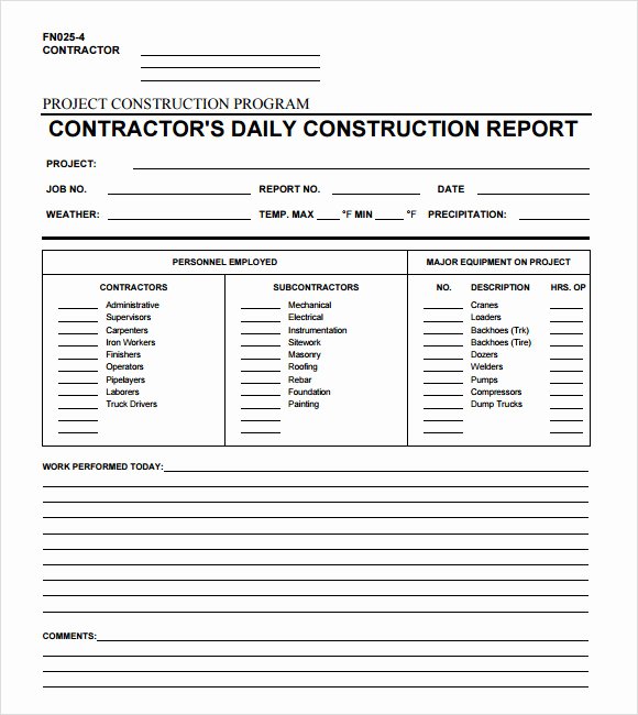 Construction Field Report Template Awesome 19 Sample Daily Reports