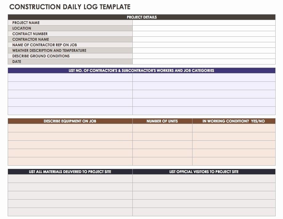 Construction Field Report Template New Construction Daily Report Template format
