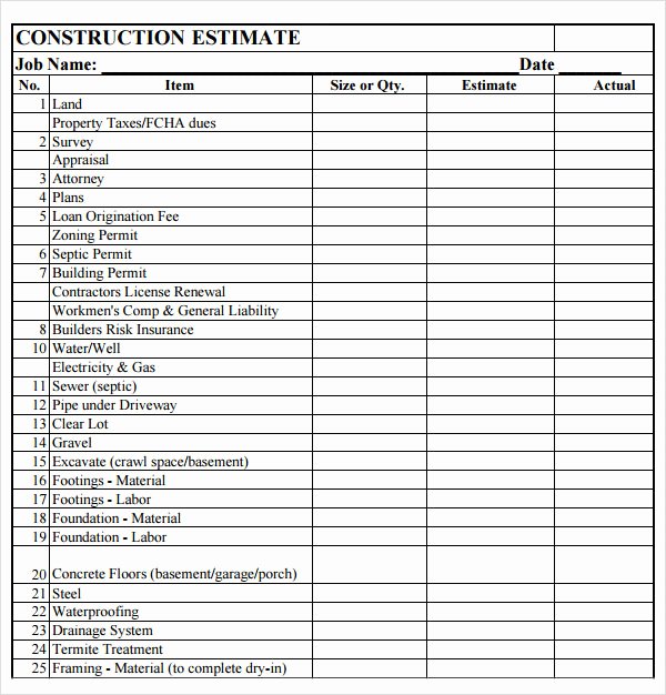Construction Job Estimate Template Elegant 9 Sample Estimate Templates
