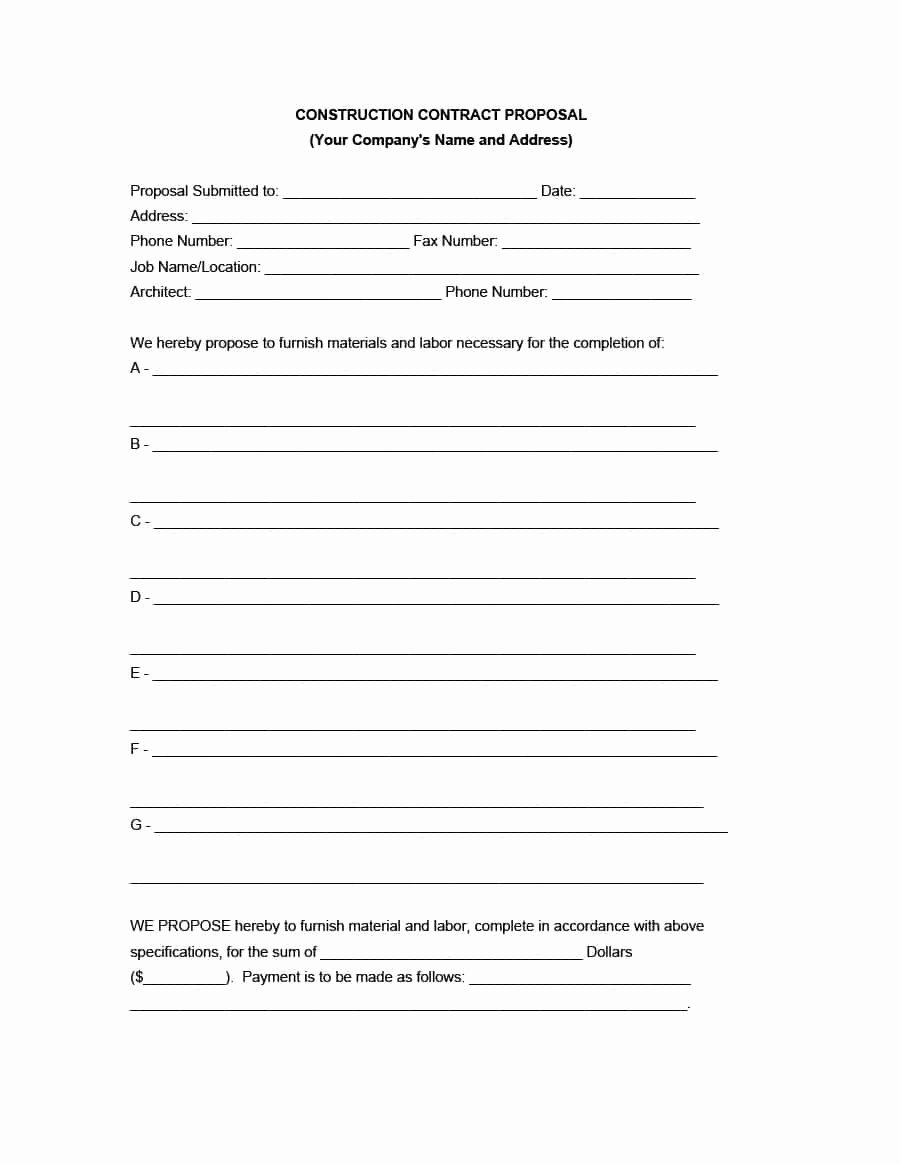 Construction Job Proposal Template Awesome 31 Construction Proposal Template &amp; Construction Bid forms