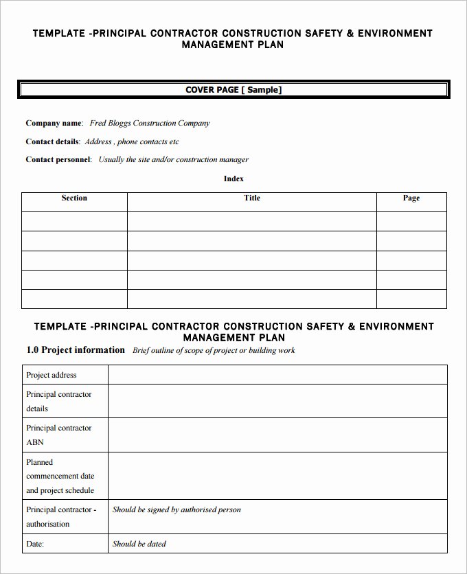 Construction Management Plan Template Lovely 9 Construction Management Plan Templates