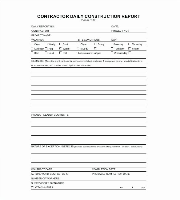 Construction Progress Report Template Unique Weekly Work Log Template Excel Construction Daily Report
