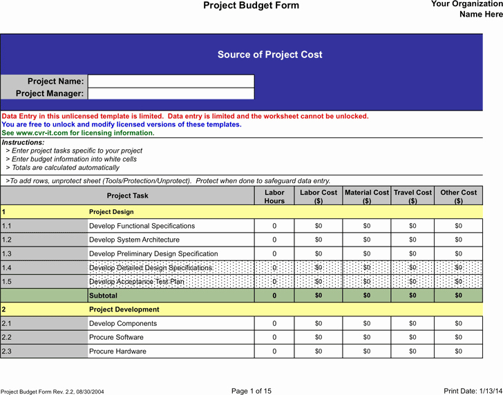 Construction Project Budget Template Elegant Project Bud Template