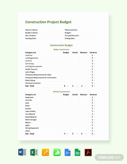 Construction Project Budget Template Unique 12 Construction Bud Templates Doc Pdf Excel