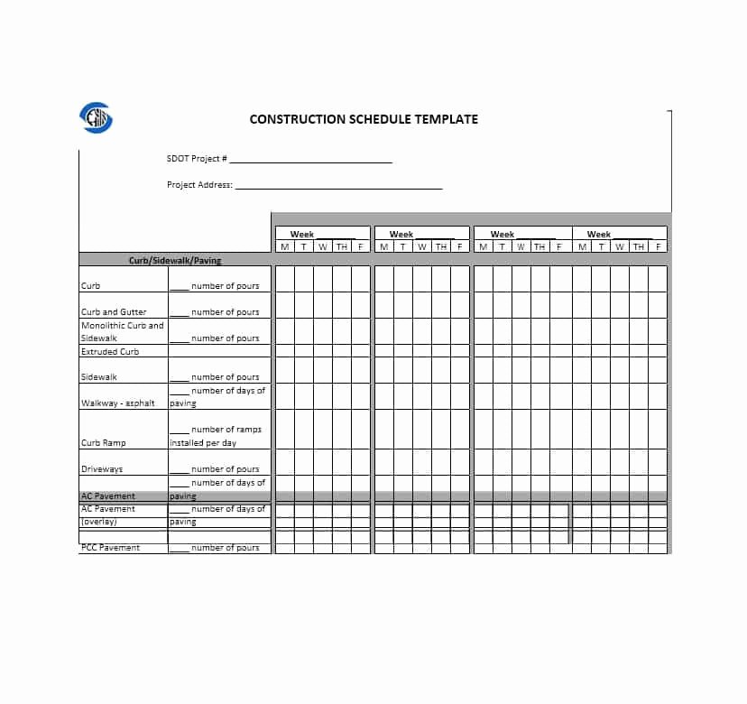 Construction Project Schedule Template Excel Lovely 21 Construction Schedule Templates In Word &amp; Excel