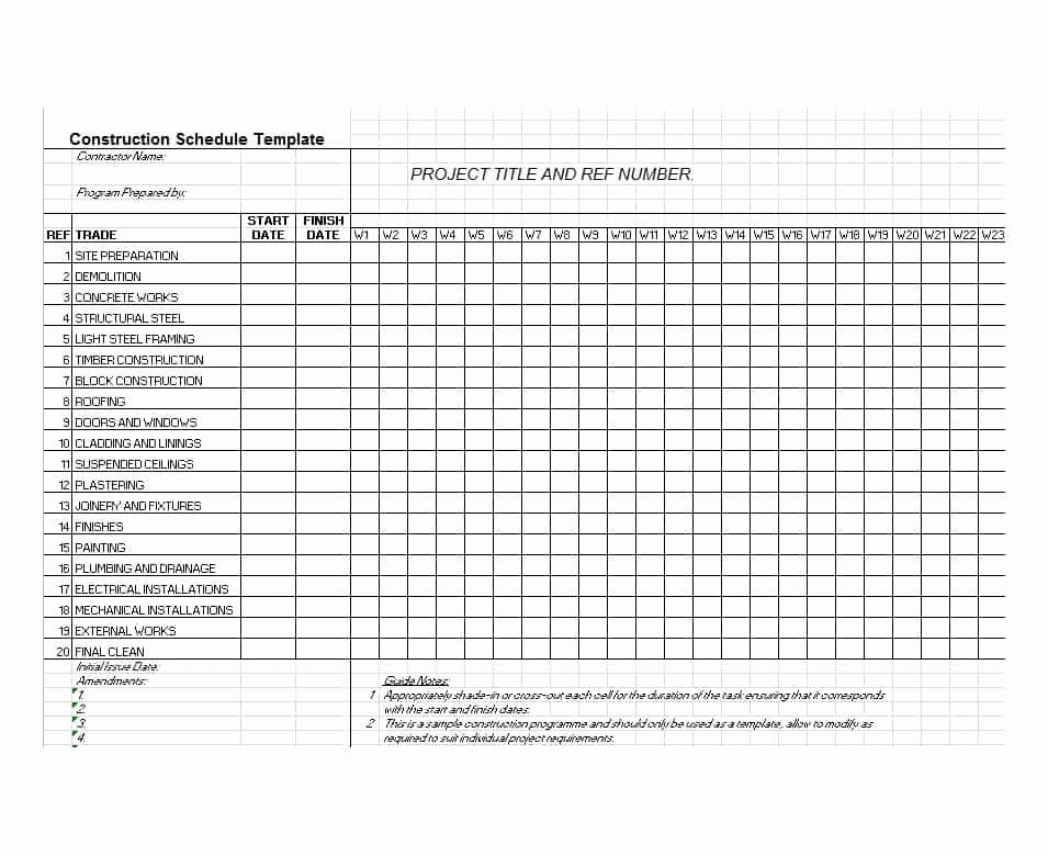 Construction Project Schedule Template Excel Luxury 21 Construction Schedule Templates In Word &amp; Excel